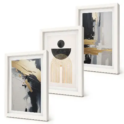 Geometrisk abstrakt triptyk med ram elegant komposition i tre delar