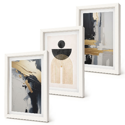Triptyk tavla med ram Geometri abstrakt elegant komposition