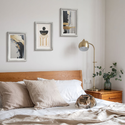 Triptyk tavla med ram Geometri abstrakt elegant komposition