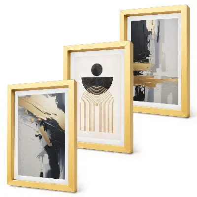 Geometrisk abstrakt triptyk med ram elegant komposition i tre delar