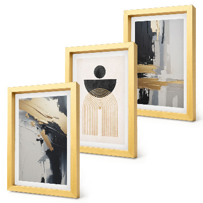 Triptyk tavla med ram Geometri abstrakt elegant komposition