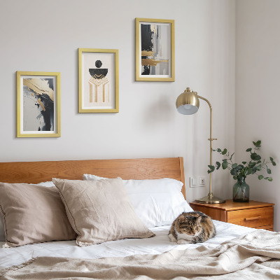 Triptyk tavla med ram Geometri abstrakt elegant komposition