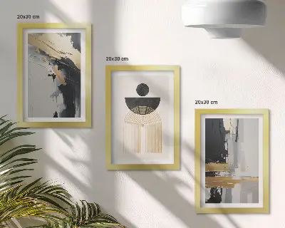 Geometrisk abstrakt triptyk med ram elegant komposition i tre delar