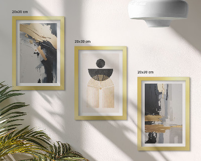 Triptyk tavla med ram Geometri abstrakt elegant komposition