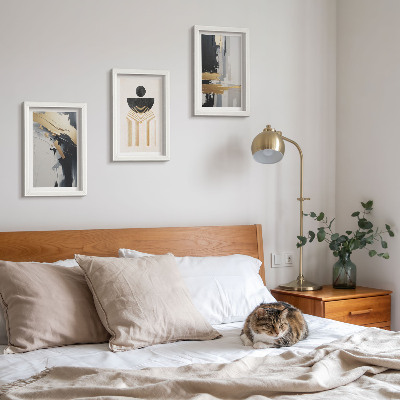Triptyk tavla med ram Geometri abstrakt elegant komposition