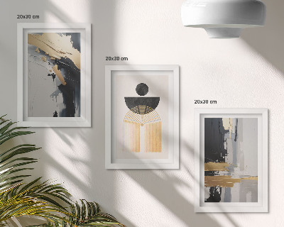 Triptyk tavla med ram Geometri abstrakt elegant komposition