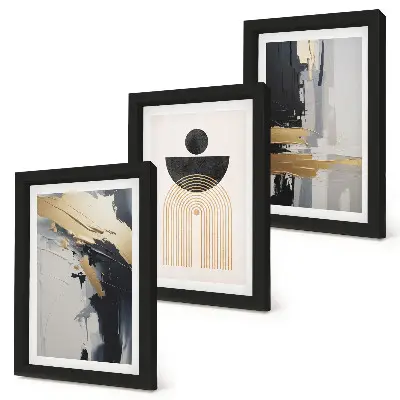 Geometrisk abstrakt triptyk med ram elegant komposition i tre delar