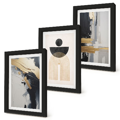 Triptyk tavla med ram Geometri abstrakt elegant komposition