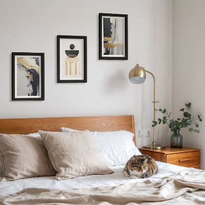 Triptyk tavla med ram Geometri abstrakt elegant komposition