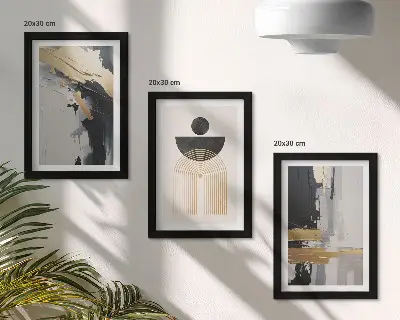 Geometrisk abstrakt triptyk med ram elegant komposition i tre delar