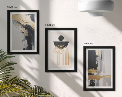 Triptyk tavla med ram Geometri abstrakt elegant komposition