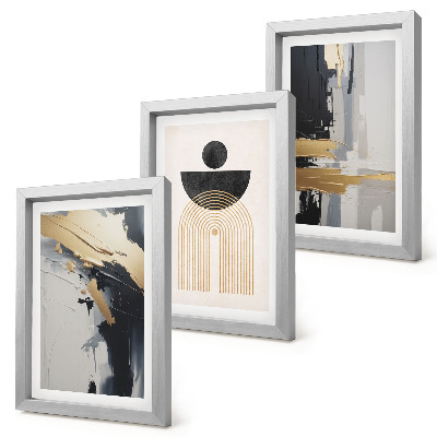 Triptyk tavla med ram Geometri abstrakt elegant komposition