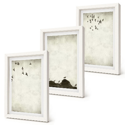 Posterpaket Flygande fågelflock i minimalistisk stil