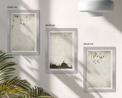 Posterpaket Flygande fågelflock i minimalistisk stil