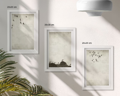 Posterpaket Flygande fågelflock i minimalistisk stil