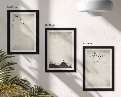 Posterpaket Flygande fågelflock i minimalistisk stil