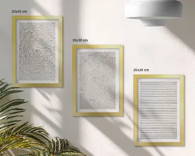 Triptyk med geometriska moderna kartongmönster tavla med ram