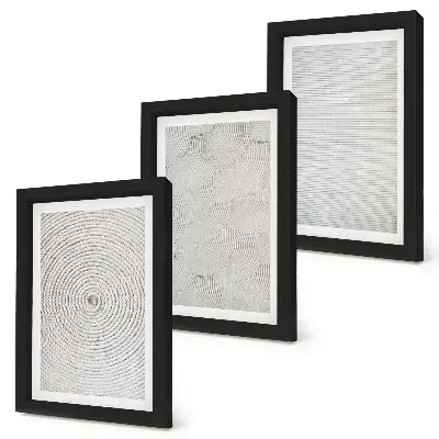 Triptyk med geometriska moderna kartongmönster tavla med ram