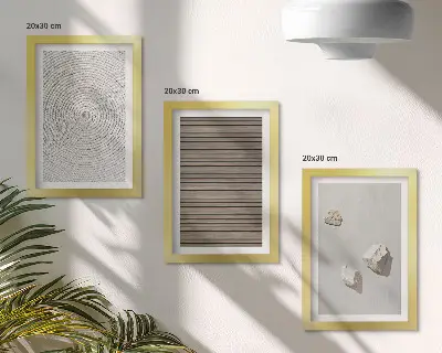 Triptyk med ram naturliga texturer med trä, stenar och rep
