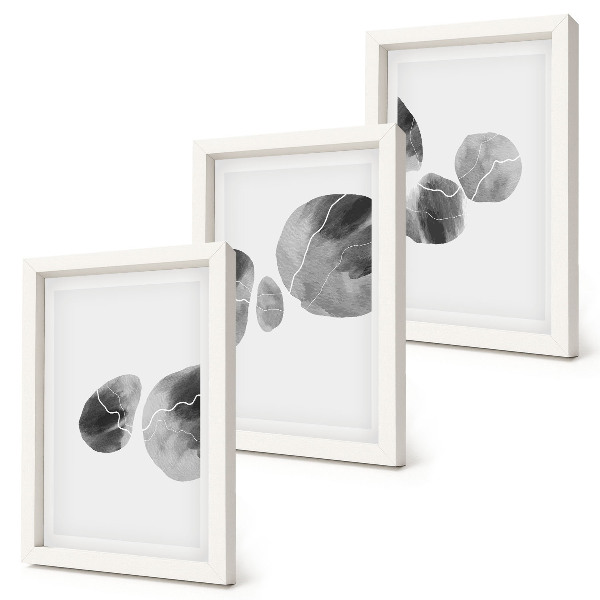 Tavelvägg med 3 tavlor Färgfläckar abstrakt minimalistisk målning