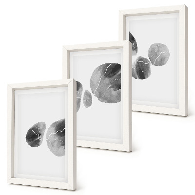 Tavelvägg med 3 tavlor Färgfläckar abstrakt minimalistisk målning