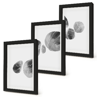 Tavelvägg med 3 tavlor Färgfläckar abstrakt minimalistisk målning