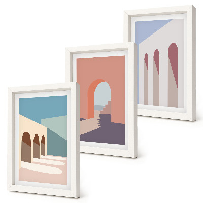 Posterpaket Pastell minimalistisk grafik av urban arkitektur