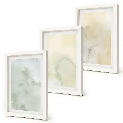 Triptyk med ram pastellfärger med dukstruktur