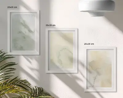 Triptyk med ram pastellfärger med dukstruktur