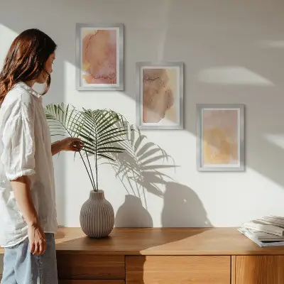 Posterpaket varma akvareller på duk med färgglada texturer