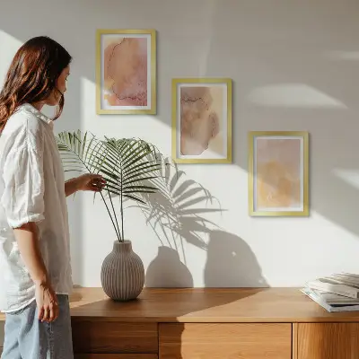 Posterpaket varma akvareller på duk med färgglada texturer