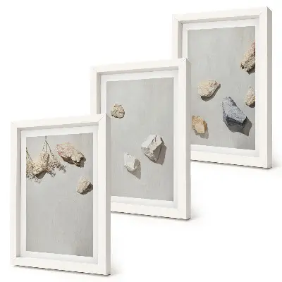 Posterpaket minimalistiska dekorationer med motiv av strandstenar i boho-stil