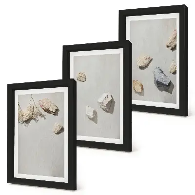 Posterpaket minimalistiska dekorationer med motiv av strandstenar i boho-stil