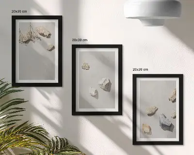 Posterpaket minimalistiska dekorationer med motiv av strandstenar i boho-stil