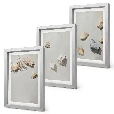 Posterpaket minimalistiska dekorationer med motiv av strandstenar i boho-stil