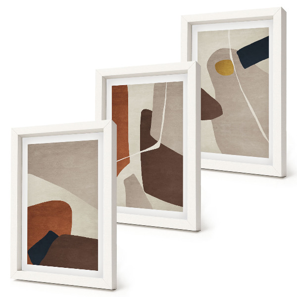 Triptyk tavla med ram Abstrakta boho-målningsformer i modern stil
