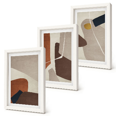 Triptyk tavla med ram Abstrakta boho-målningsformer i modern stil