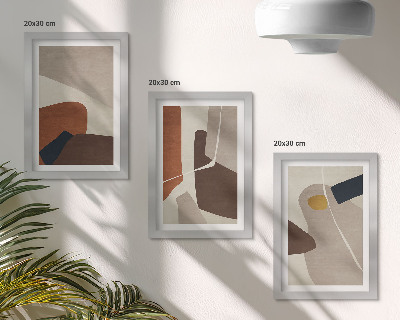 Triptyk tavla med ram Abstrakta boho-målningsformer i modern stil