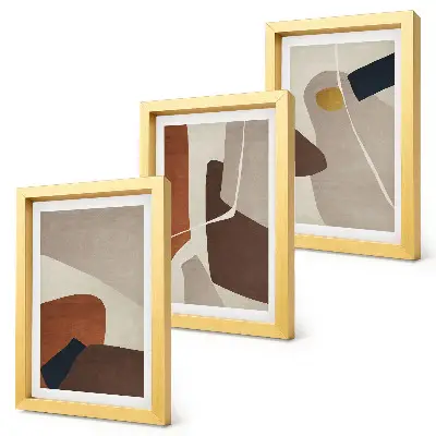 Triptyk med ram abstrakta boho-målningar i modern stil