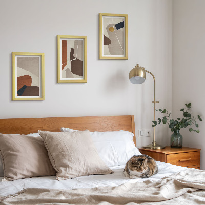 Triptyk tavla med ram Abstrakta boho-målningsformer i modern stil