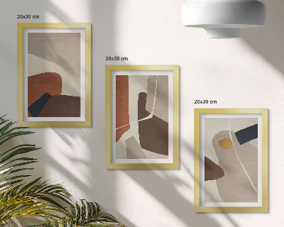 Triptyk tavla med ram Abstrakta boho-målningsformer i modern stil