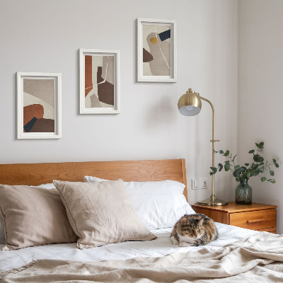 Triptyk tavla med ram Abstrakta boho-målningsformer i modern stil
