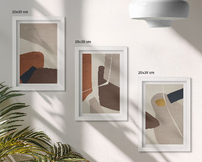 Triptyk tavla med ram Abstrakta boho-målningsformer i modern stil