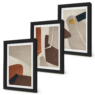 Triptyk tavla med ram Abstrakta boho-målningsformer i modern stil