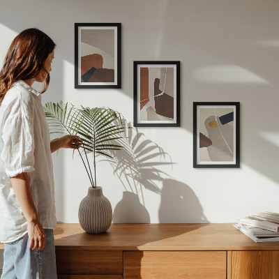 Triptyk tavla med ram Abstrakta boho-målningsformer i modern stil