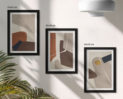 Triptyk tavla med ram Abstrakta boho-målningsformer i modern stil
