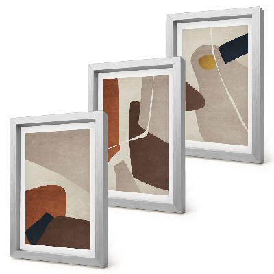 Triptyk tavla med ram Abstrakta boho-målningsformer i modern stil