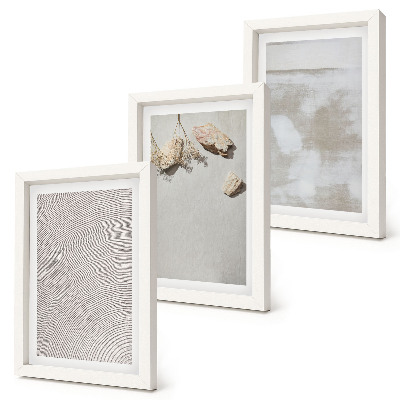 Triptyk tavla med ram Sand, stenar och sliten textur i boho-stil