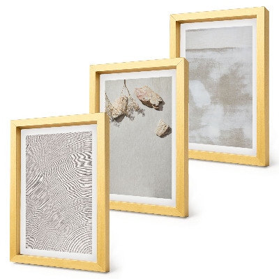 Triptyk tavla med ram Sand, stenar och sliten textur i boho-stil