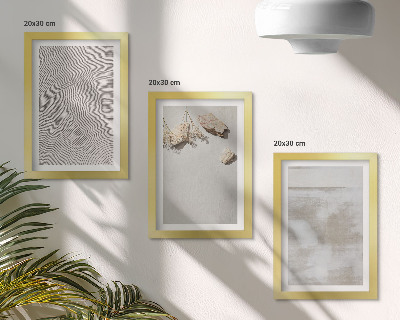 Triptyk tavla med ram Sand, stenar och sliten textur i boho-stil